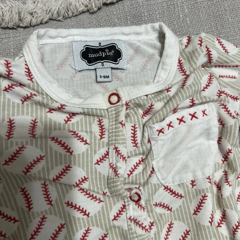 Mudpie Baby Boy Baseball One Piece 3-6 mo